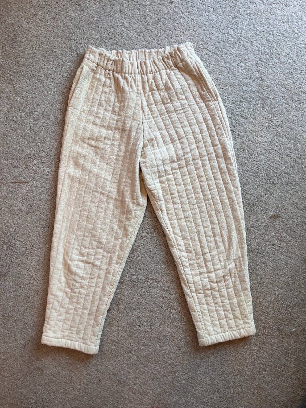 Black Crane Quilt Pant - Cream, Size S